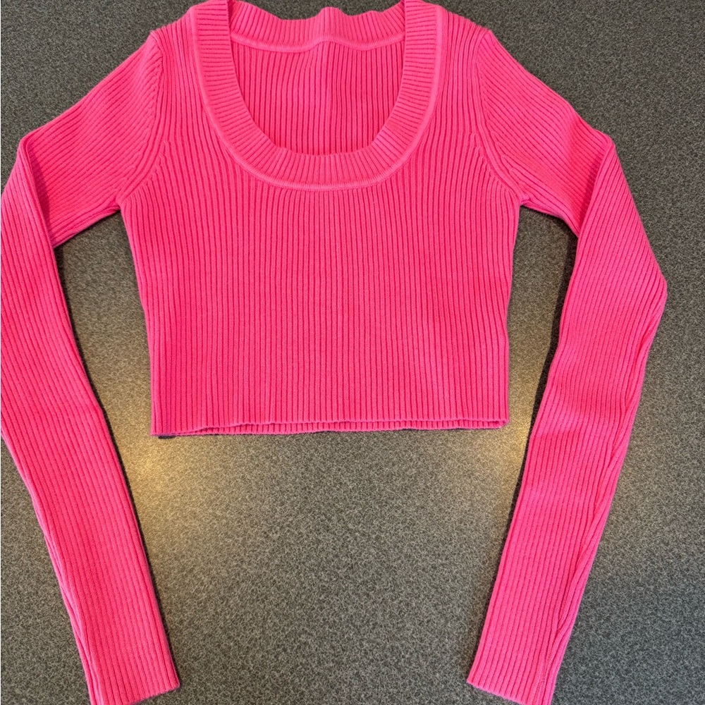 SHEIN Hot Pink Ribbed Crop Top